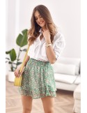 Chiffon mini skirt with flowers, green MP803720 - Online store - Boutique